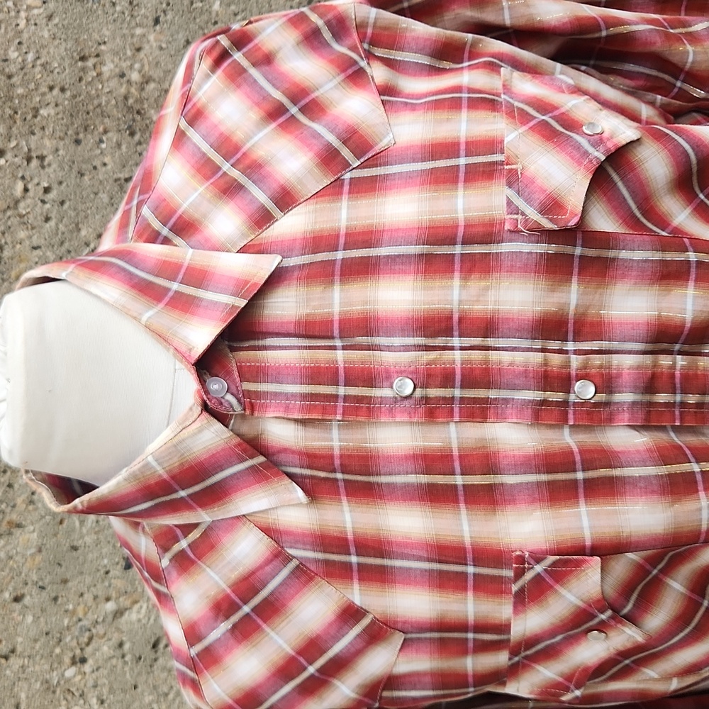 Men's Western Red Plaid Shirt - Picture 3 of 14